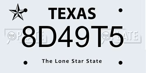 8D49T5 Texas License Plate