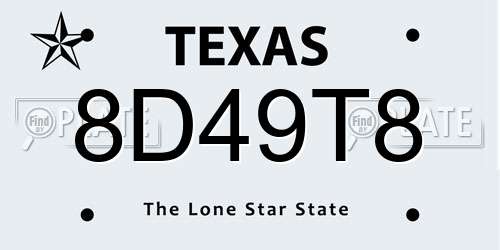 8D49T8 Texas License Plate