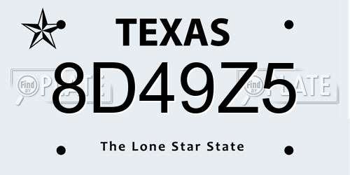 8D49Z5 Texas License Plate