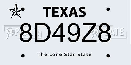 8D49Z8 Texas License Plate