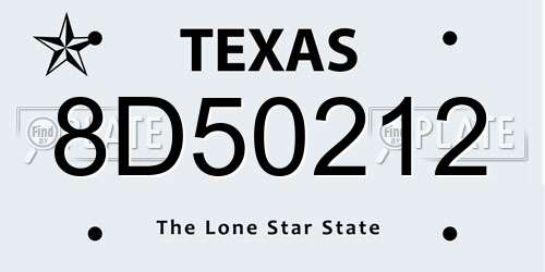 8D50212 Texas License Plate