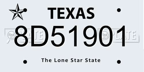 8D51901 Texas License Plate