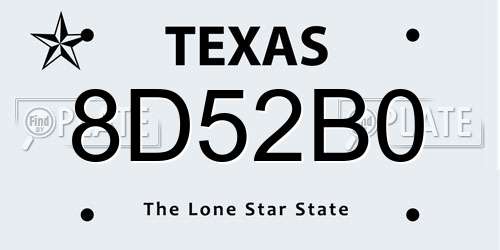 8D52B0 Texas License Plate