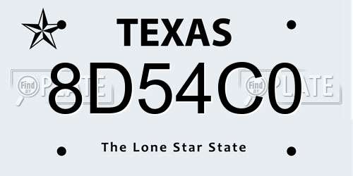 8D54C0 Texas License Plate