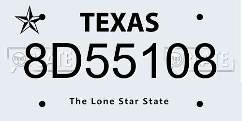 8D55108 Texas License Plate