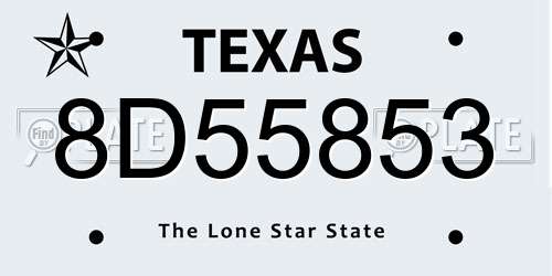 8D55853 Texas License Plate