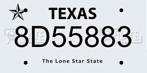 8D55883 Texas License Plate