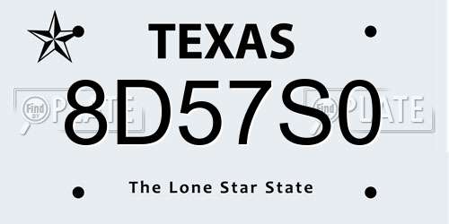 8D57S0 Texas License Plate