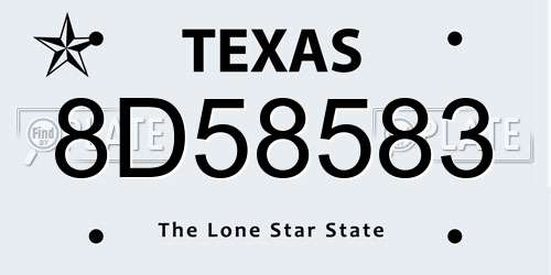 8D58583 Texas License Plate
