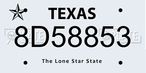 8D58853 Texas License Plate