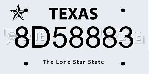 8D58883 Texas License Plate
