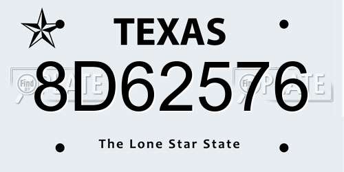 8D62576 Texas License Plate