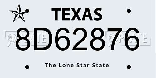 8D62876 Texas License Plate