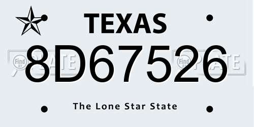 8D67526 Texas License Plate