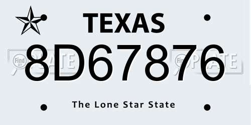 8D67876 Texas License Plate
