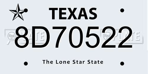 8D70522 Texas License Plate