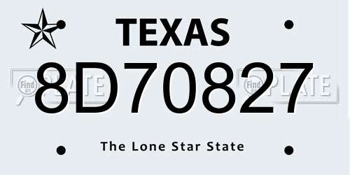 8D70827 Texas License Plate
