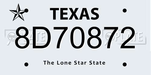 8D70872 Texas License Plate