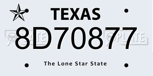 8D70877 Texas License Plate