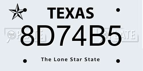 8D74B5 Texas License Plate