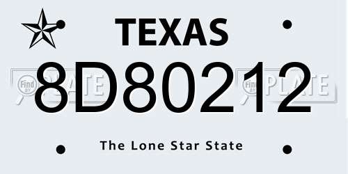 8D80212 Texas License Plate