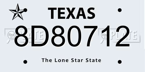 8D80712 Texas License Plate