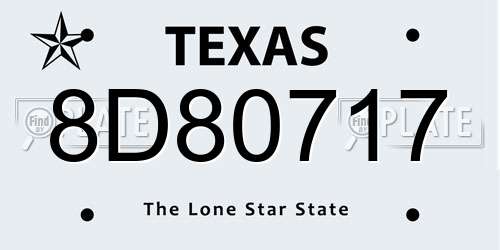 8D80717 Texas License Plate