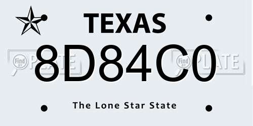 8D84C0 Texas License Plate