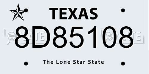 8D85108 Texas License Plate