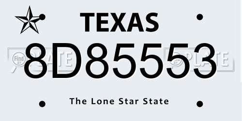 8D85553 Texas License Plate