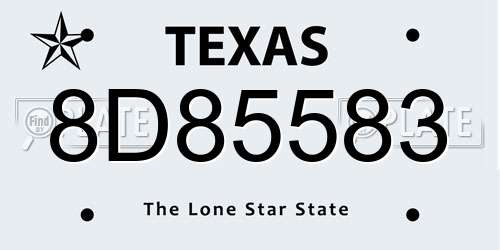 8D85583 Texas License Plate