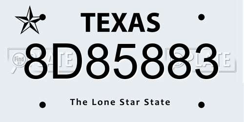 8D85883 Texas License Plate