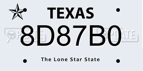 8D87B0 Texas License Plate