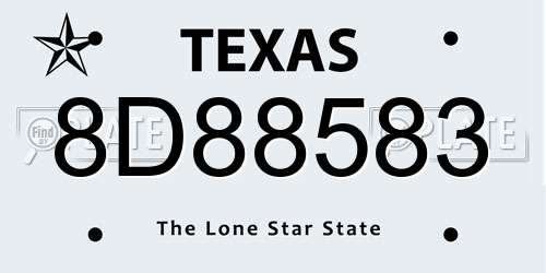 8D88583 Texas License Plate