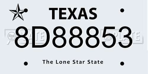 8D88853 Texas License Plate