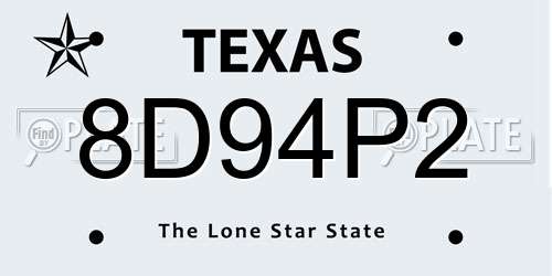 8D94P2 Texas License Plate