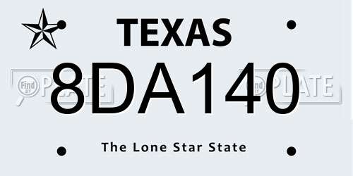 8DA140 Texas License Plate