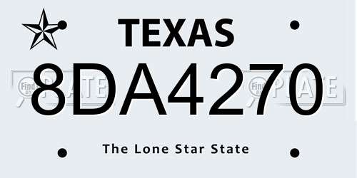 8DA4270 Texas License Plate