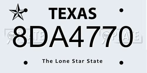 8DA4770 Texas License Plate