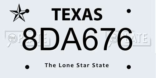 8DA676 Texas License Plate