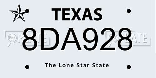 8DA928 Texas License Plate