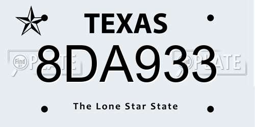 8DA933 Texas License Plate
