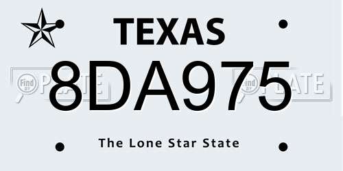 8DA975 Texas License Plate