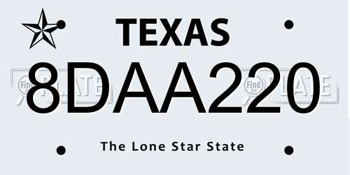 8DAA220 Texas License Plate