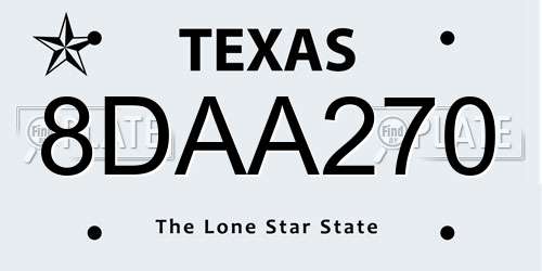8DAA270 Texas License Plate