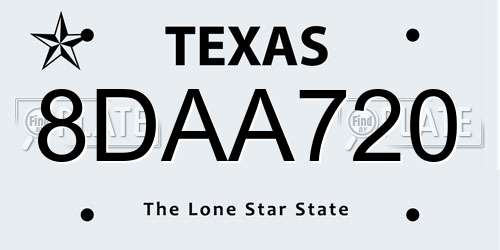 8DAA720 Texas License Plate