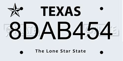 8DAB454 Texas License Plate