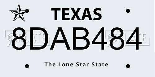 8DAB484 Texas License Plate