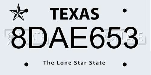 8DAE653 Texas License Plate