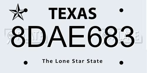 8DAE683 Texas License Plate